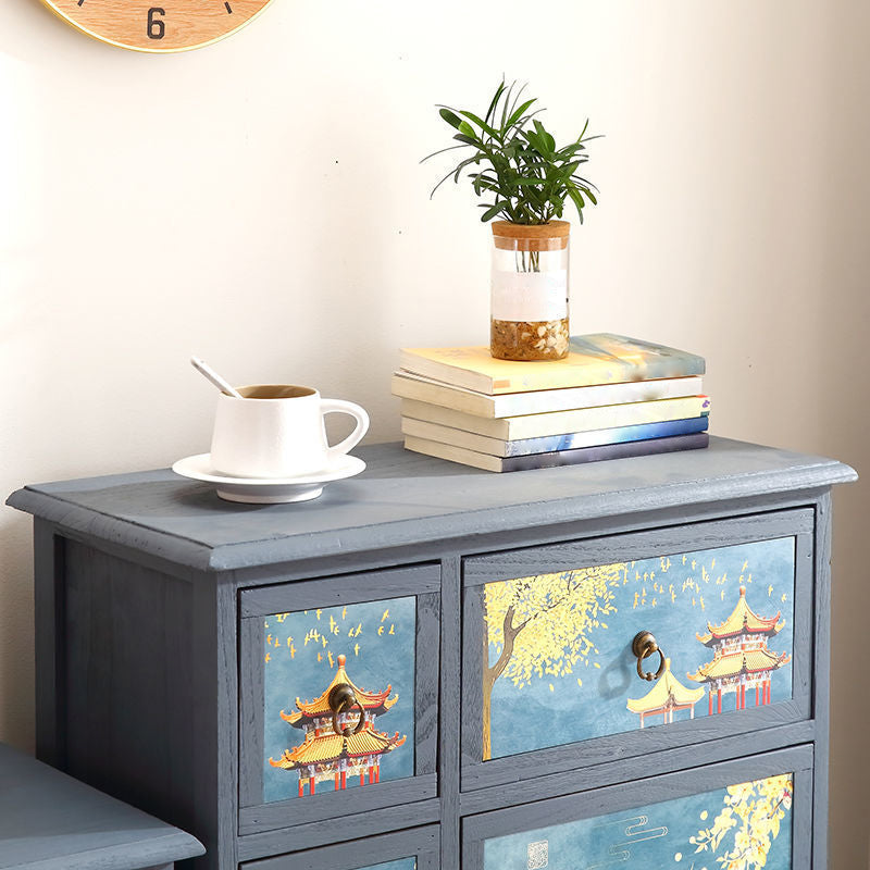 Traditional Style Combo Dresser Bedroom Solid Wood Storage Chest with Drawers and Doors