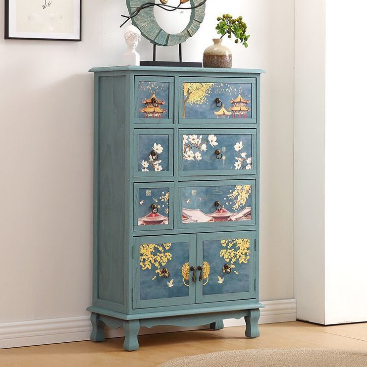 Traditional Style Combo Dresser Bedroom Solid Wood Storage Chest with Drawers and Doors