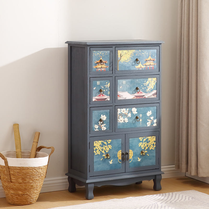 Traditional Style Combo Dresser Bedroom Solid Wood Storage Chest with Drawers and Doors