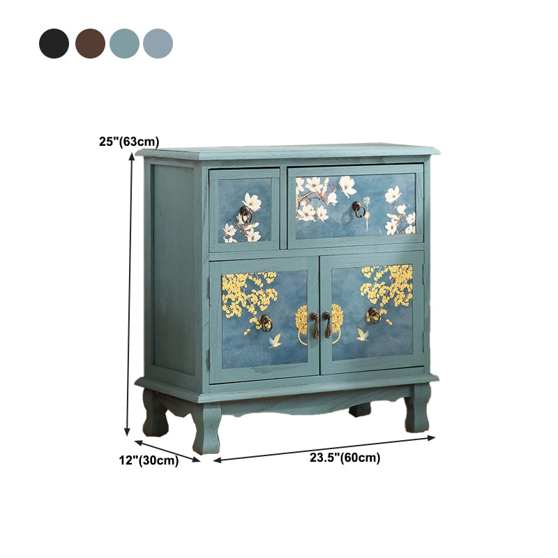 Traditional Style Combo Dresser Bedroom Solid Wood Storage Chest with Drawers and Doors