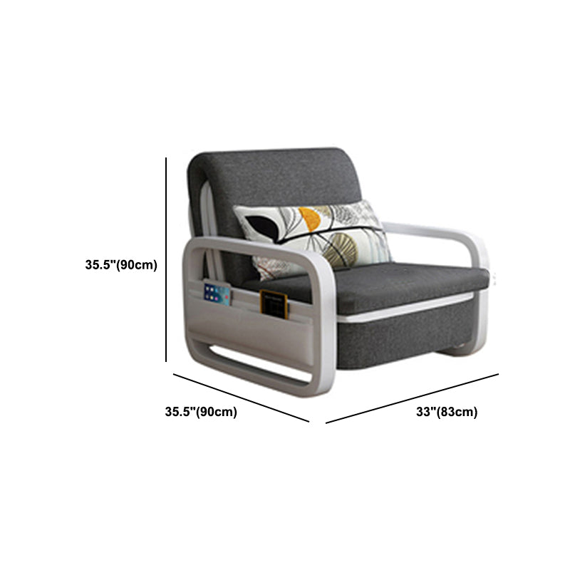 Contemporary Square Arm Convertible Cotton Blend Bed Sofa Couch in Grey