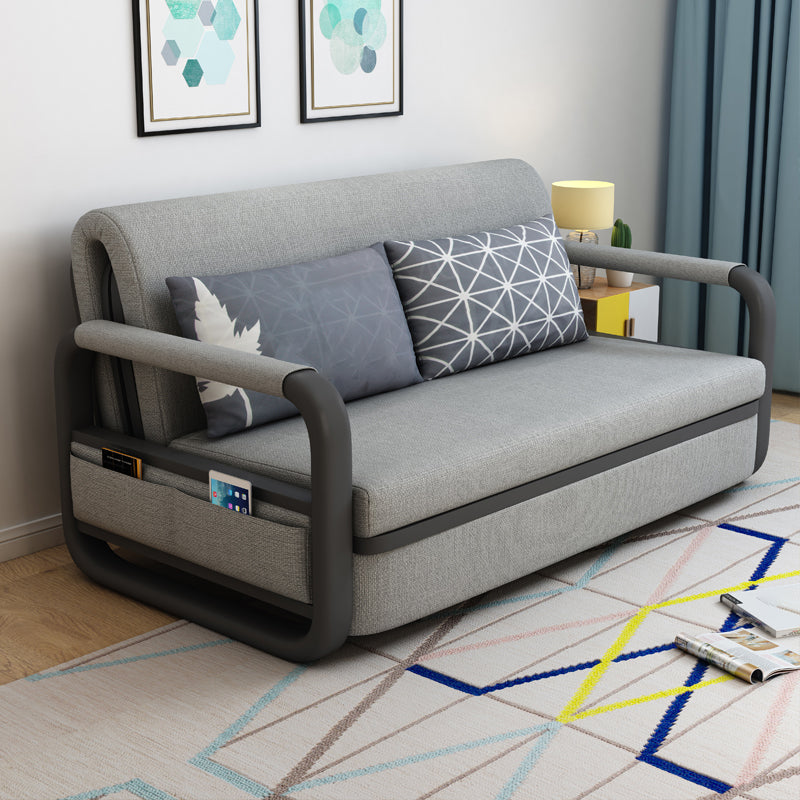 33.46" H Linen Contemporary Square Arm Sofa Bed Foldable Sofa