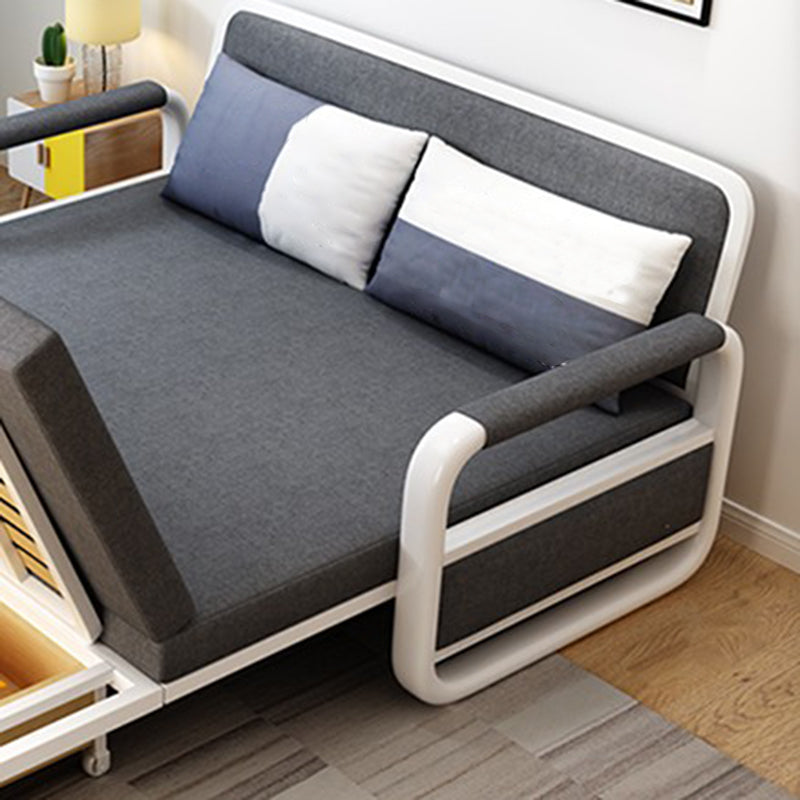 33.46" H Linen Contemporary Square Arm Sofa Bed Foldable Sofa