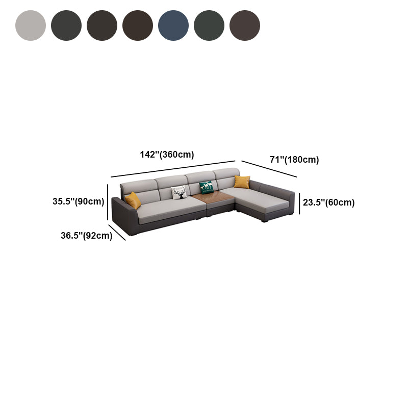 Faux Leather Square Tufted Sofa & Chaise Nordic Sewn Pillow Back Sofa