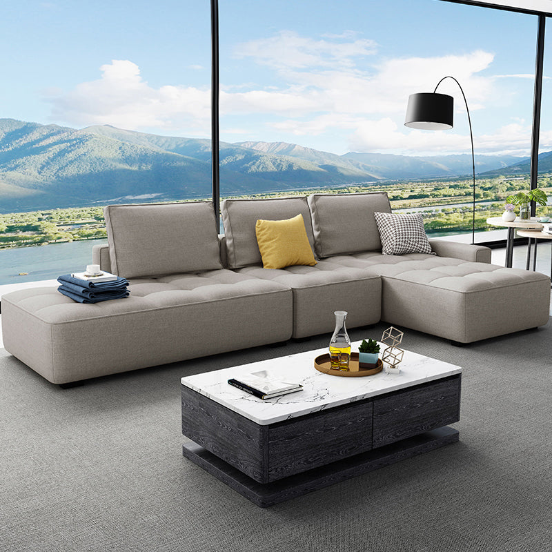 147.63" W X 70.86" D X 37.41" H Linen One Side Arm Sofa & Chaise for Living Room
