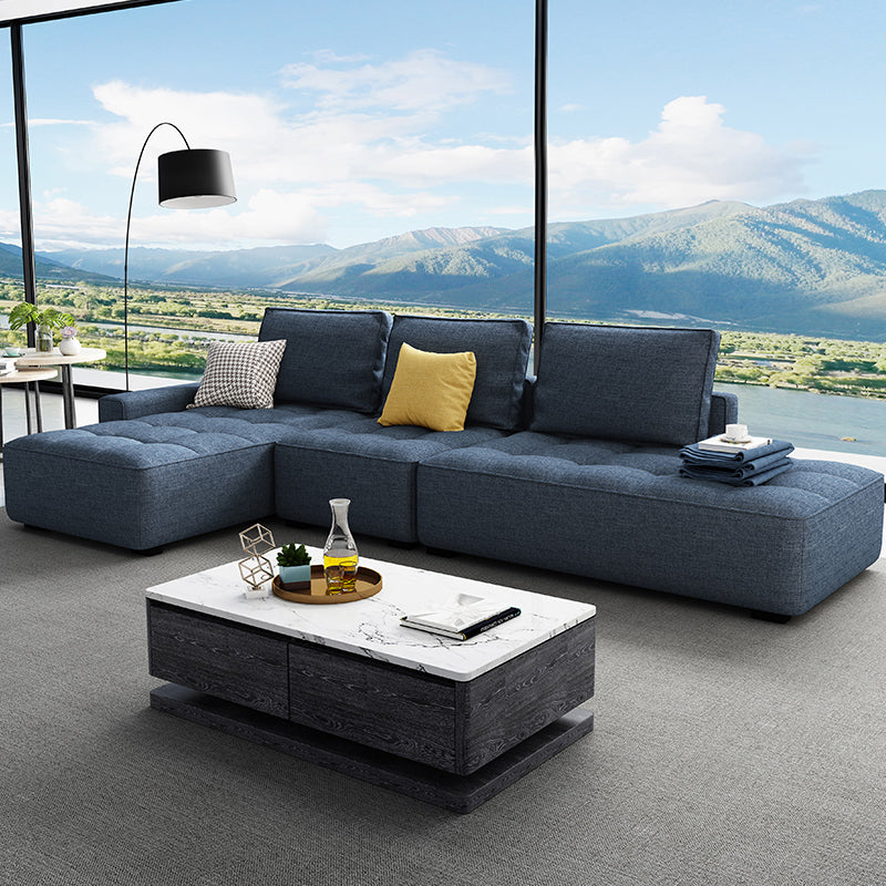 147.63" W X 70.86" D X 37.41" H Linen One Side Arm Sofa & Chaise for Living Room