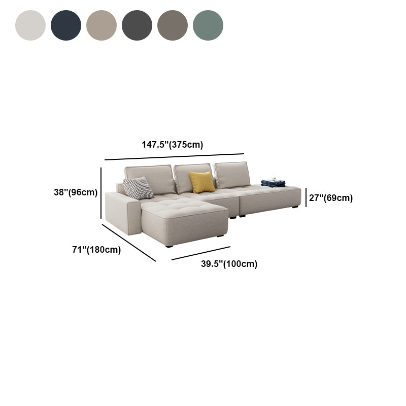 147.63" W X 70.86" D X 37.41" H Linen One Side Arm Sofa & Chaise for Living Room