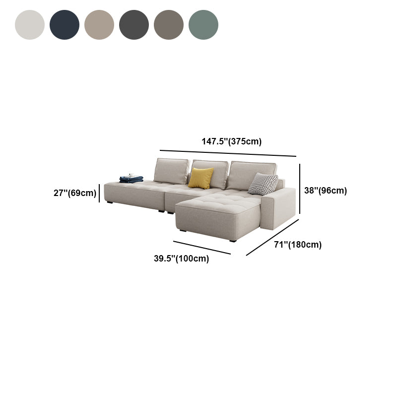 147.63" W X 70.86" D X 37.41" H Linen One Side Arm Sofa & Chaise for Living Room