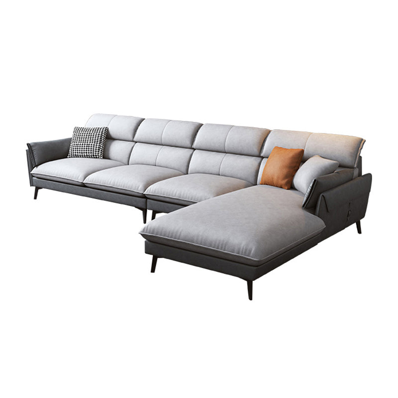 Contemporary Faux Leather Square Arm Sofa Sewn Pillow Back Sfa