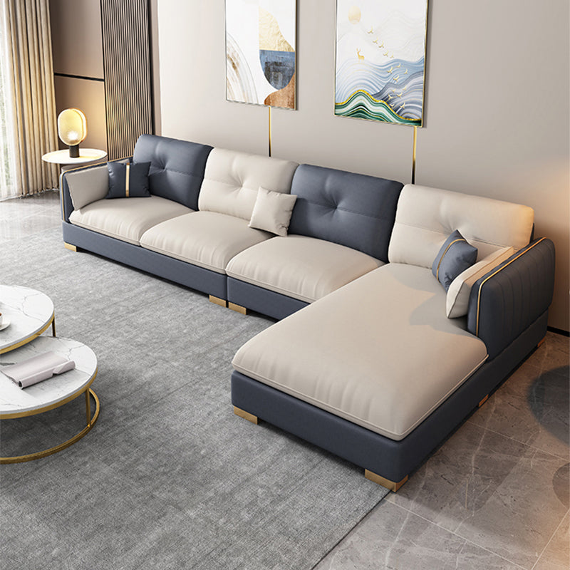 30.7"H Scandinavian Faux Leather Square Arm Sofa & Chaise for Living Room