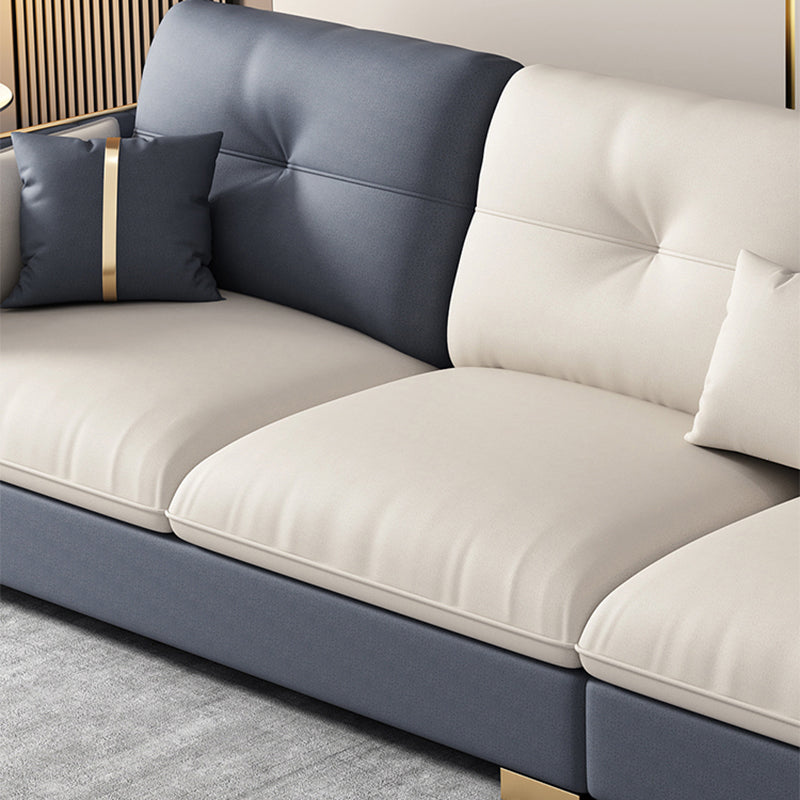 30.7"H Scandinavian Faux Leather Square Arm Sofa & Chaise for Living Room