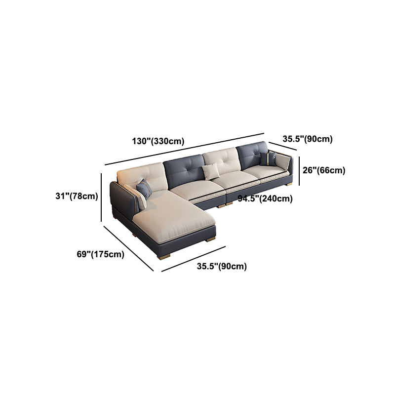 30.7"H Scandinavian Faux Leather Square Arm Sofa & Chaise for Living Room