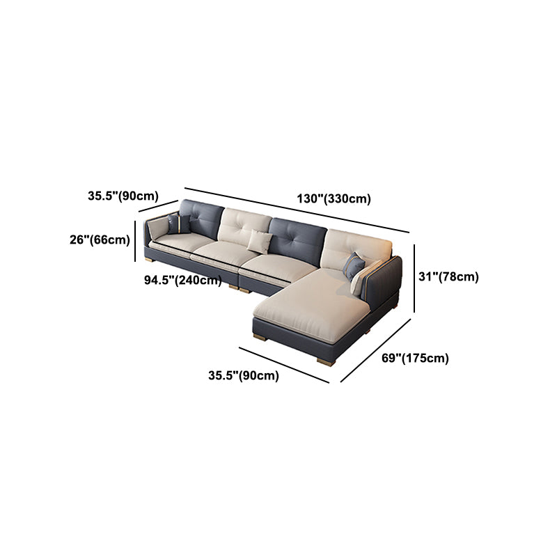 30.7"H Scandinavian Faux Leather Square Arm Sofa & Chaise for Living Room
