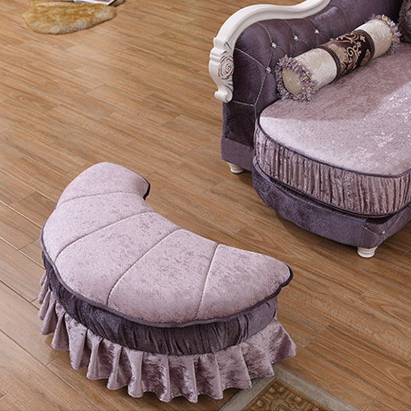 Traditional Wooden 4-Seater Sofa Chaise Flared Arm Sofa with Pillows