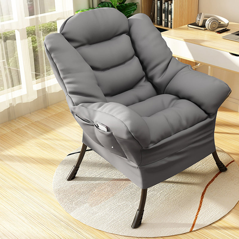 Solid Color Leather and Cotton Blend Accent Chair Set with Storage