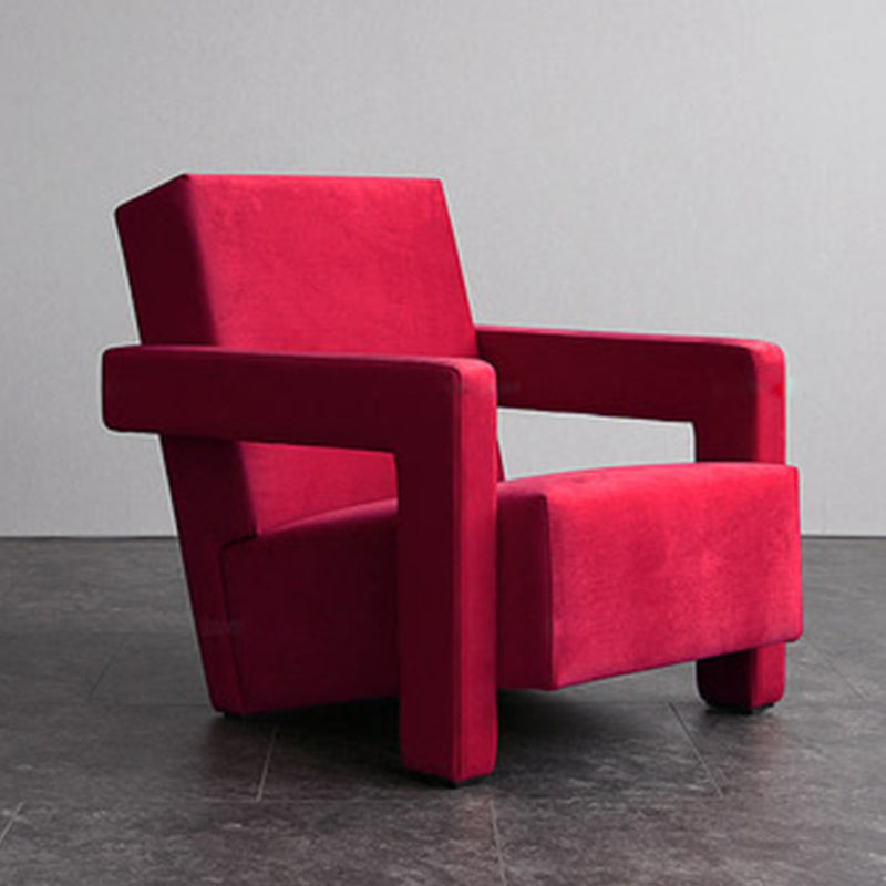 Solid Color Tight Back Square Arms Accent Chair Set with Fabric Seat