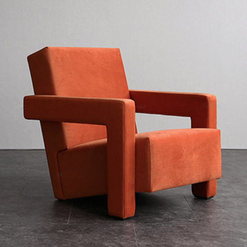 Solid Color Tight Back Square Arms Accent Chair Set with Fabric Seat