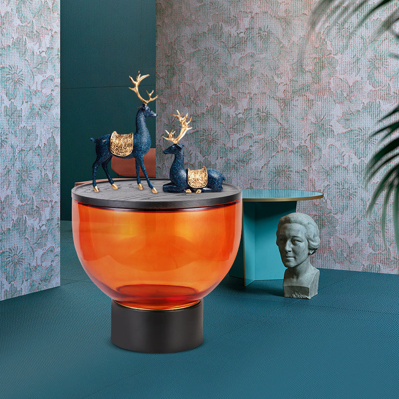 Contemporary Round Glass Coffee Table with Pedestal Base Cocktail Table