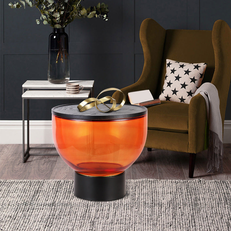 Contemporary Round Glass Coffee Table with Pedestal Base Cocktail Table