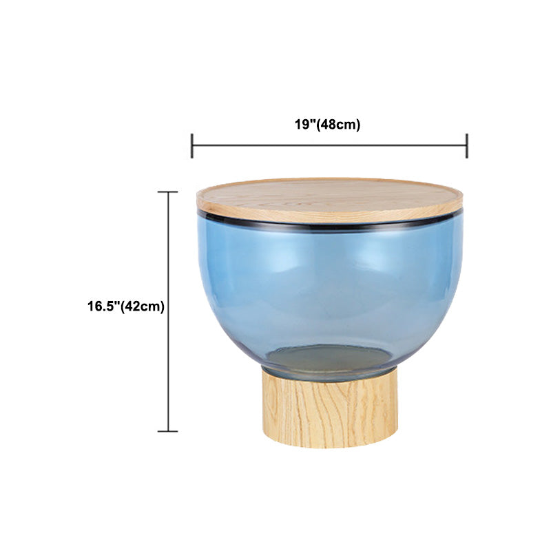 Contemporary Round Glass Coffee Table with Pedestal Base Cocktail Table