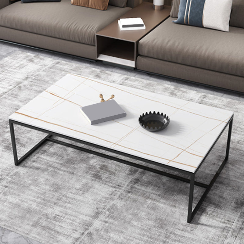 Trestle Base Design Cocktail Table Black Gold/white Coffee Table