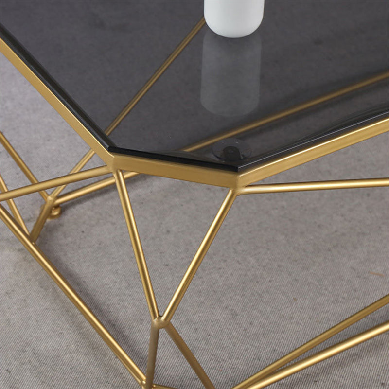 Gold Metal Frame Base Cocktail Table Transparent Top Coffee Table
