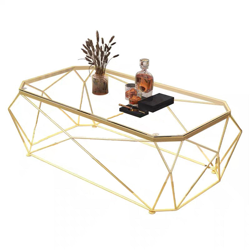 Gold Metal Frame Base Cocktail Table Transparent Top Coffee Table