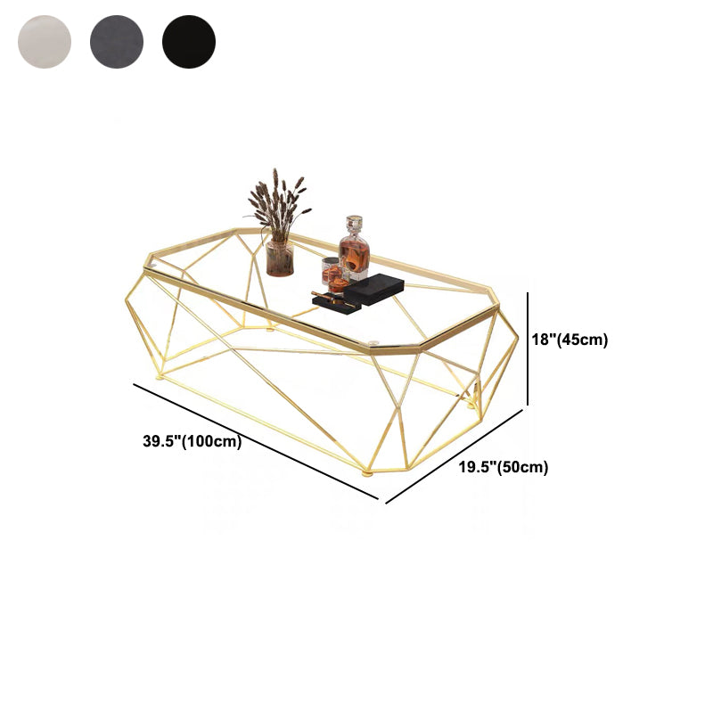 Gold Metal Frame Base Cocktail Table Transparent Top Coffee Table