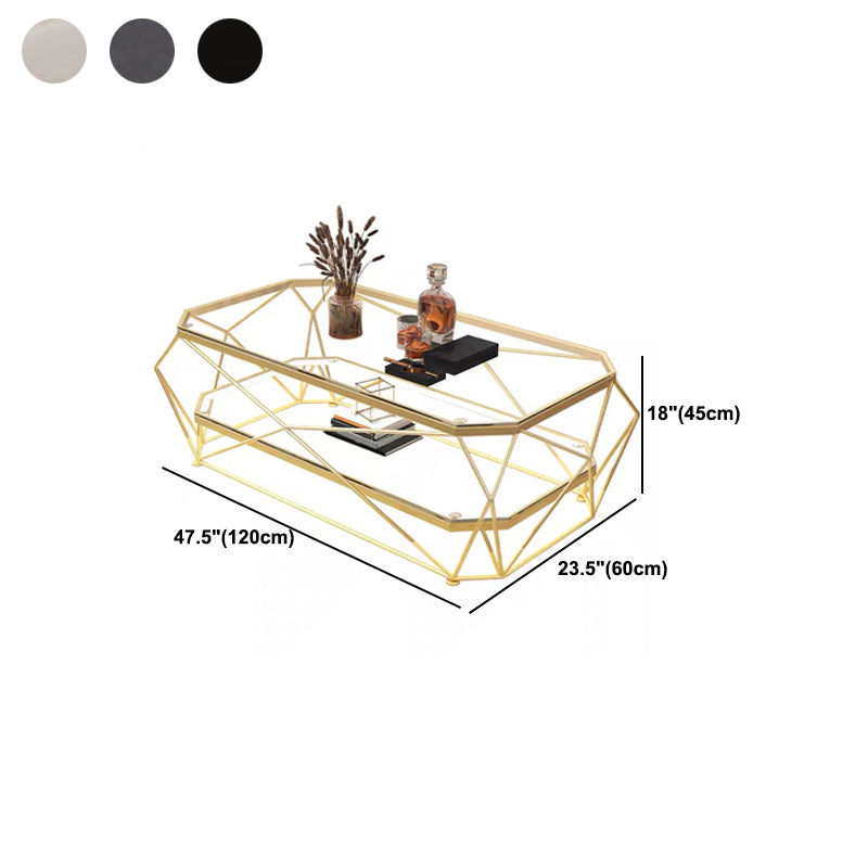 Gold Metal Frame Base Cocktail Table Transparent Top Coffee Table