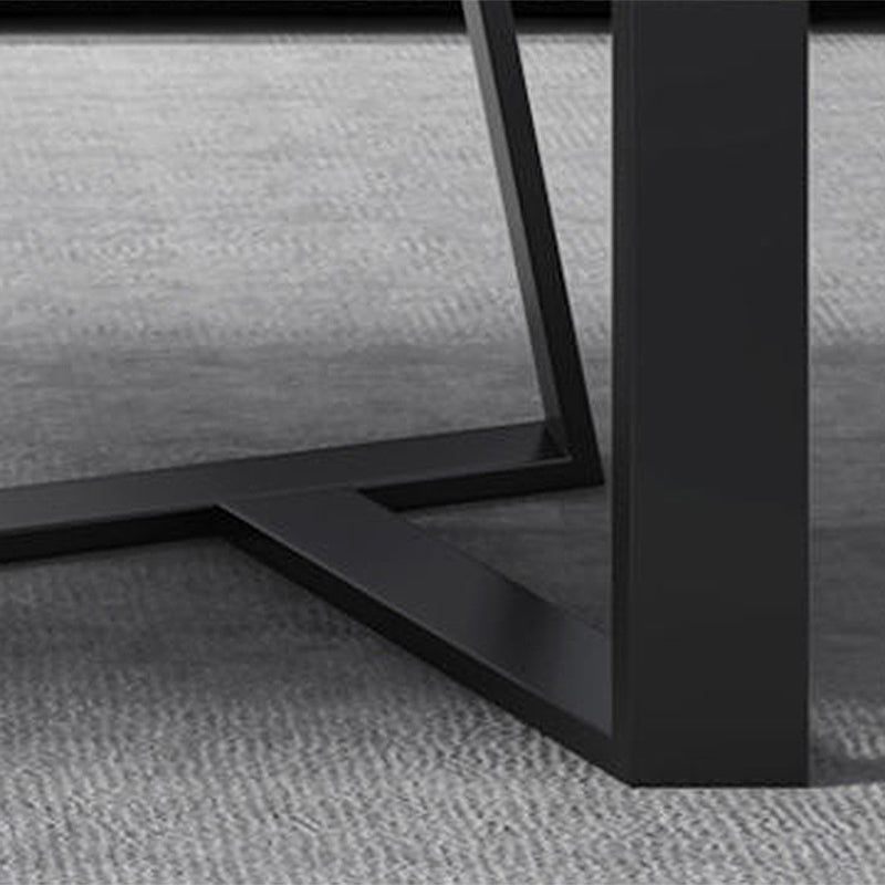 Glam Style Slate Top White Gold/black Top Black Metal Footer Coffee Table