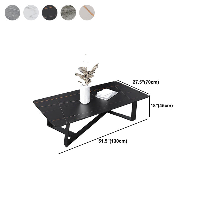 Glam Style Slate Top White Gold/black Top Black Metal Footer Coffee Table