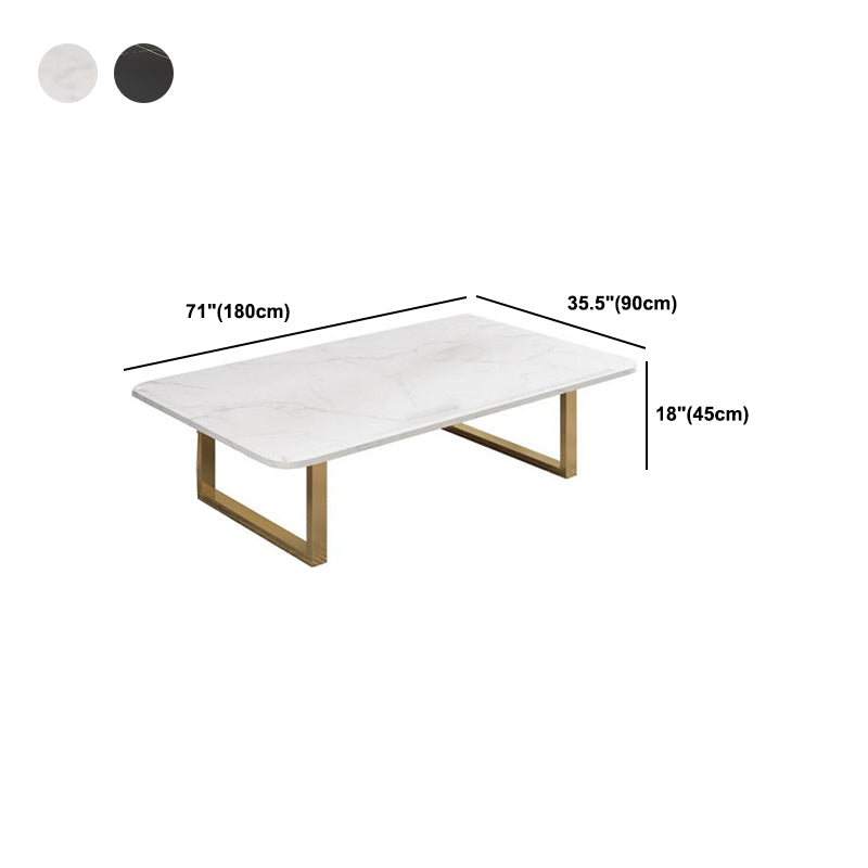 Glam Slate Rectangle Coffee Table with Golden Sled Base Coffee Table Set