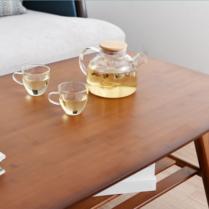 Nordic Style Wood/tan Solid Wood with Storage Rack Coffee Table