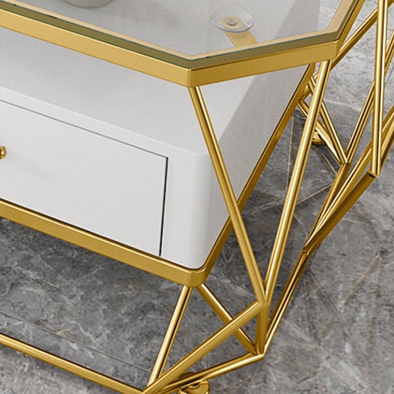 Glam Golden Frame Coffee Table with Storage Drawers Cocktail Table
