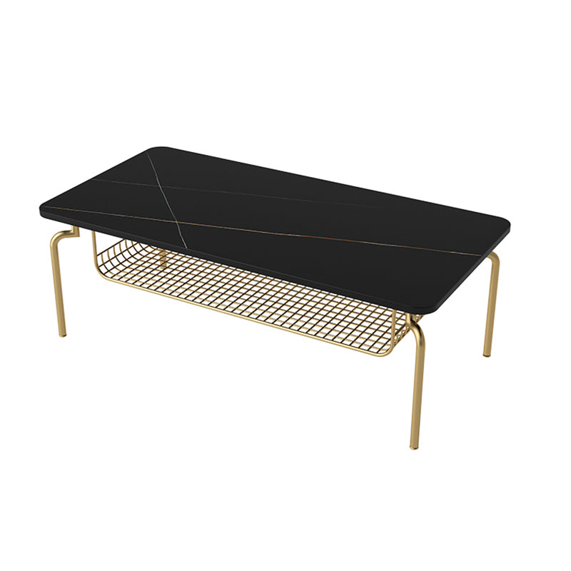 Glam Coffee Table with Slate Rectangle Top and 4 Legs Bunching Tables