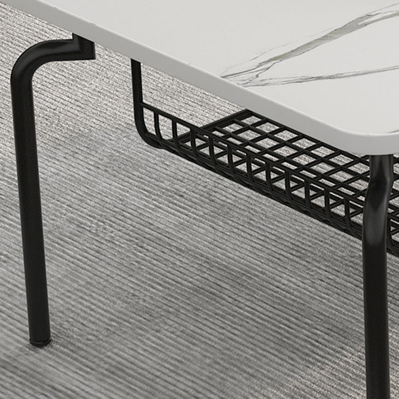 Glam Coffee Table with Slate Rectangle Top and 4 Legs Bunching Tables