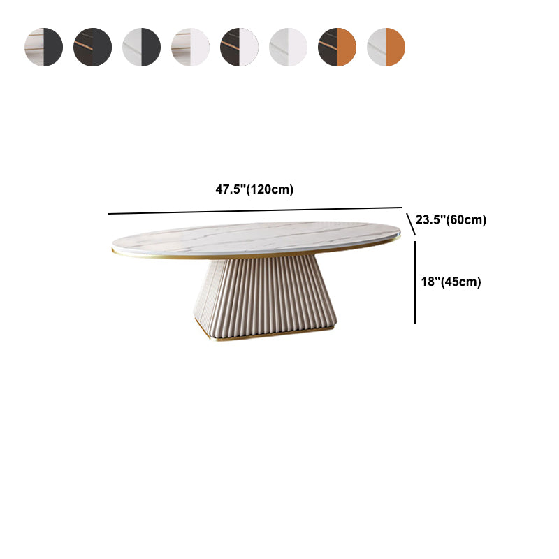 Elliptical Stone Coffee Table Pedestal 1 Single Cocktail Table - 17.72" H