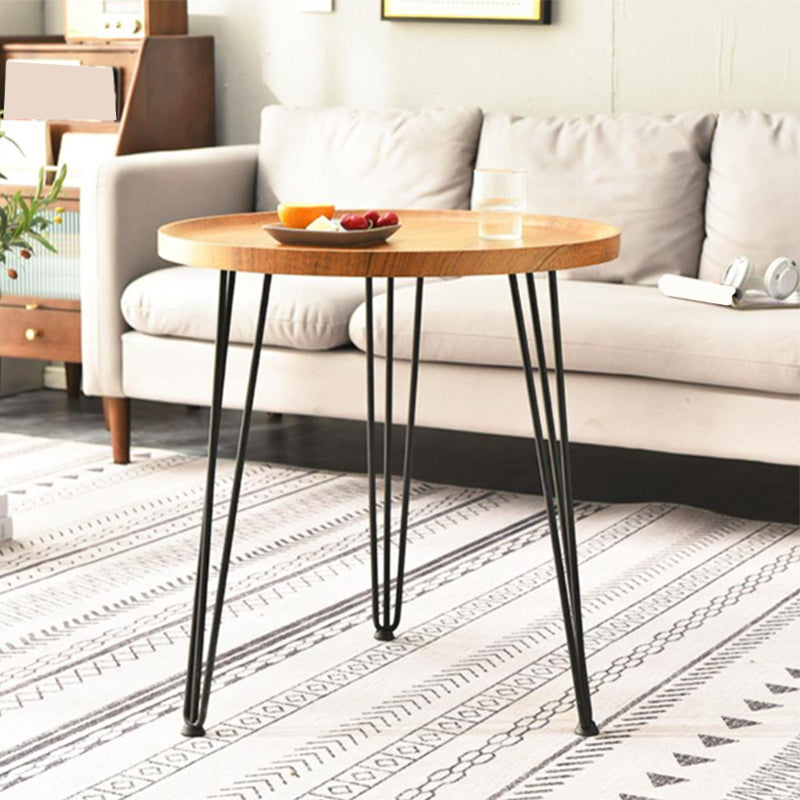 Contemporary 3 Legs End Table Round Wood Side Table in Brown