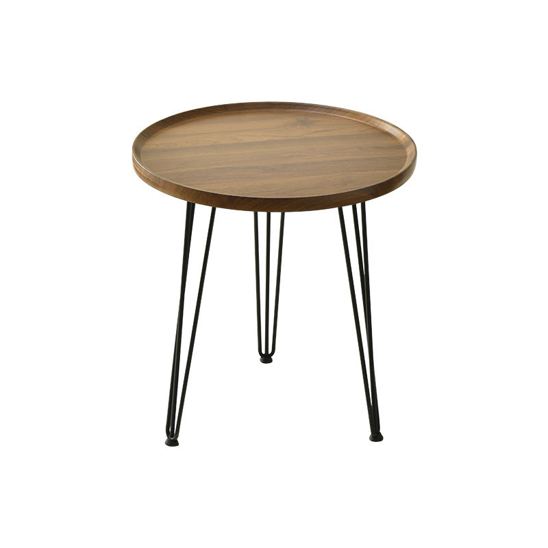 Contemporary 3 Legs End Table Round Wood Side Table in Brown