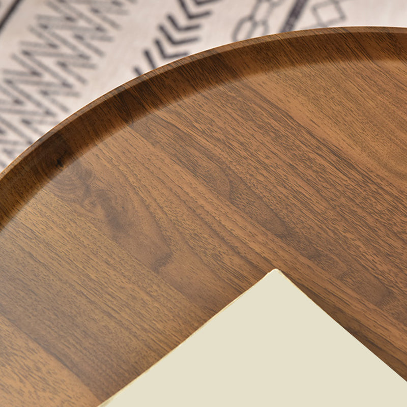 Contemporary 3 Legs End Table Round Wood Side Table in Brown