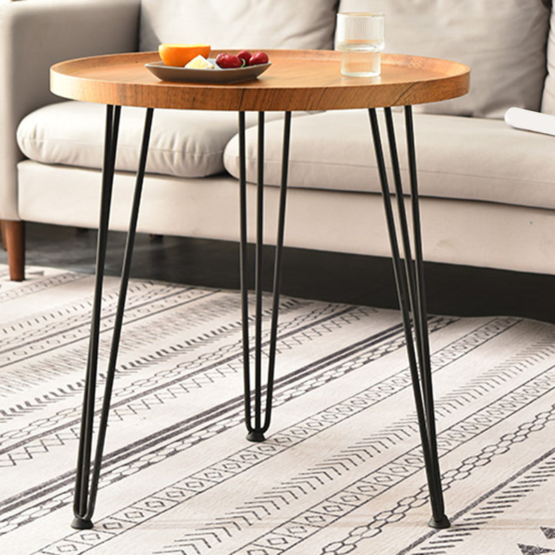 Contemporary 3 Legs End Table Round Wood Side Table in Brown