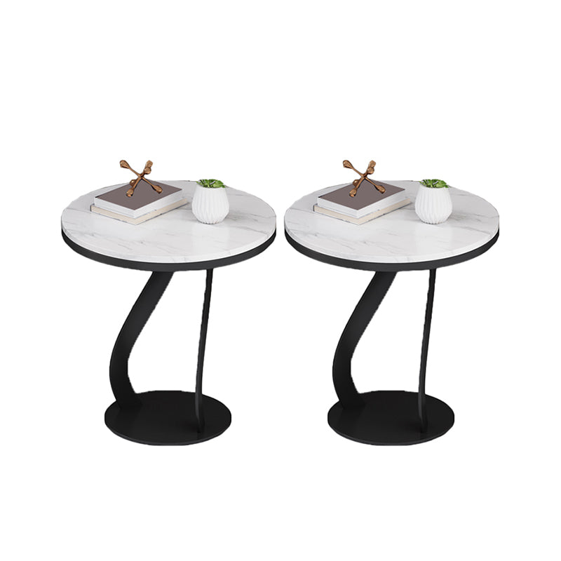 Modern Slate Round Side Table 19.6" Tall Iron Abstract End Table