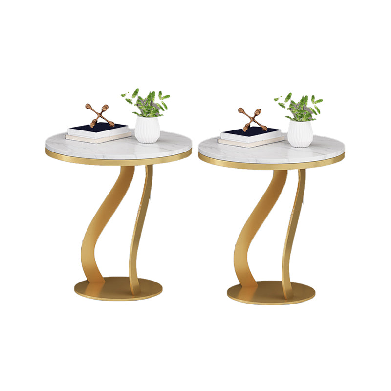 Modern Slate Round Side Table 19.6" Tall Iron Abstract End Table