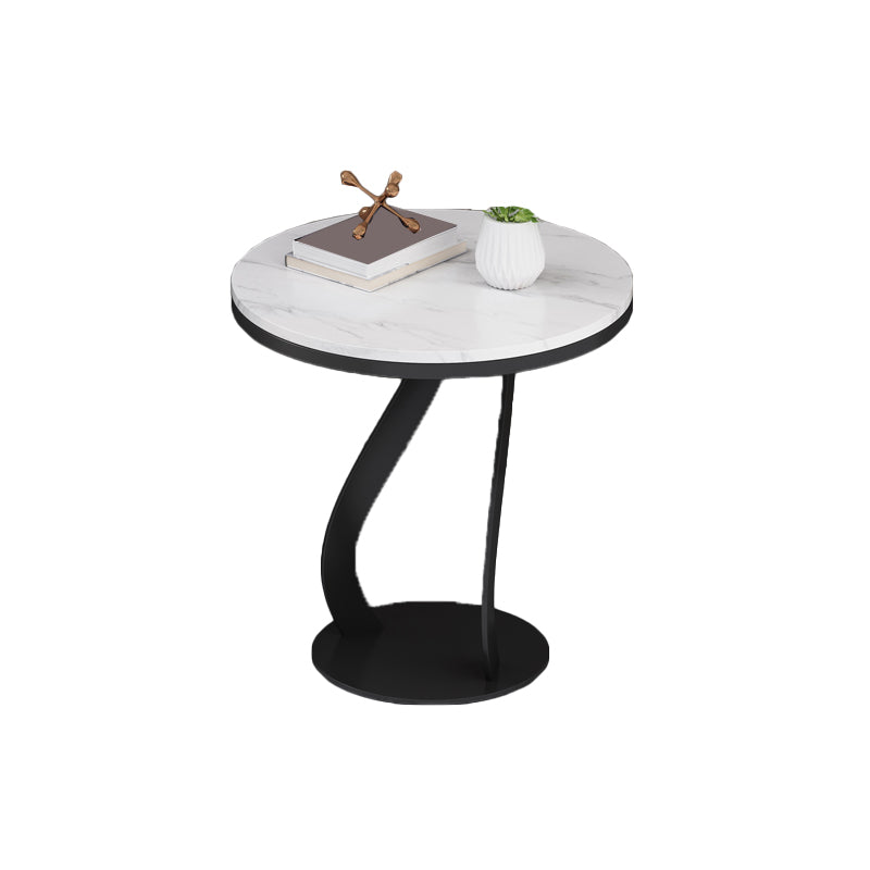 Modern Slate Round Side Table 19.6" Tall Iron Abstract End Table