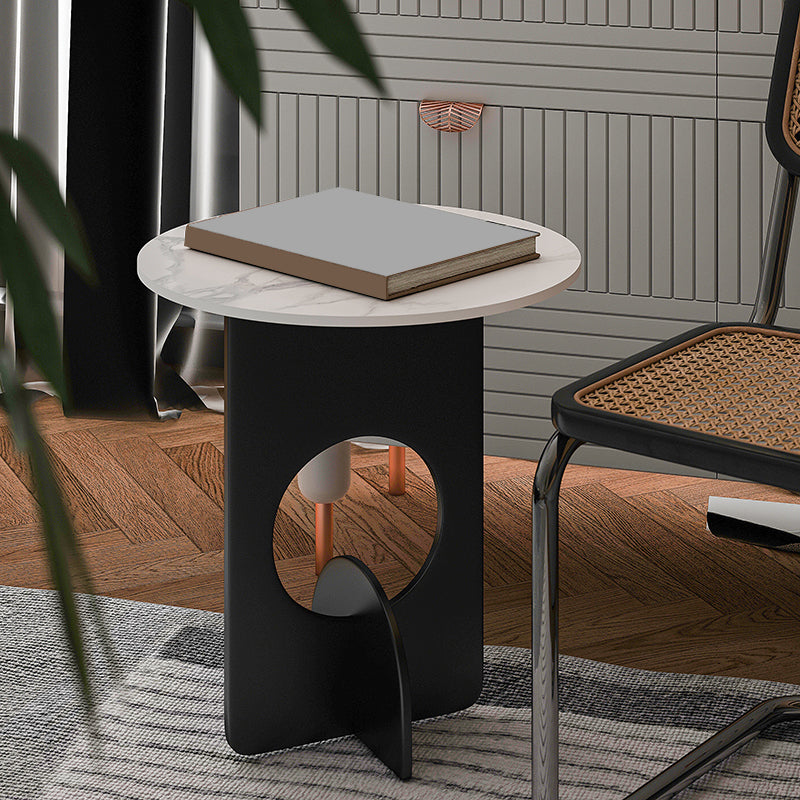 Mid-Century Round Side End Table Metal Abstract End Table for Living Room