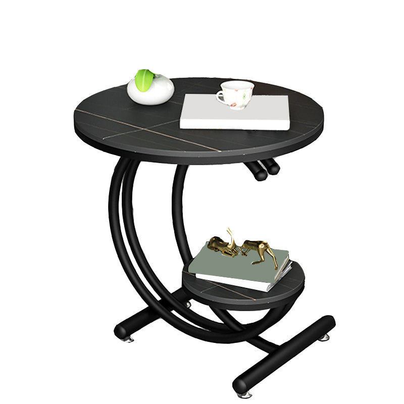 19.6"/23.6" Modern Slate Round End Table Metal C Side Table with Shelf