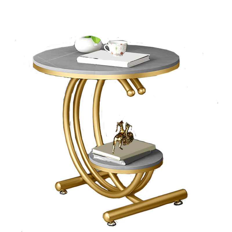19.6"/23.6" Modern Slate Round End Table Metal C Side Table with Shelf