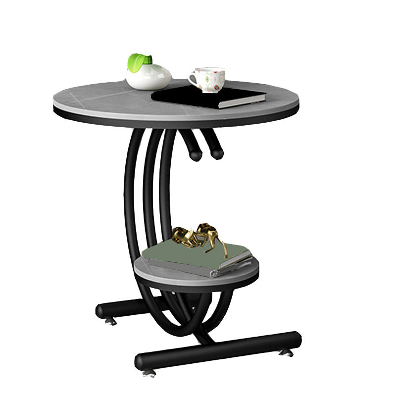 19.6"/23.6" Modern Slate Round End Table Metal C Side Table with Shelf
