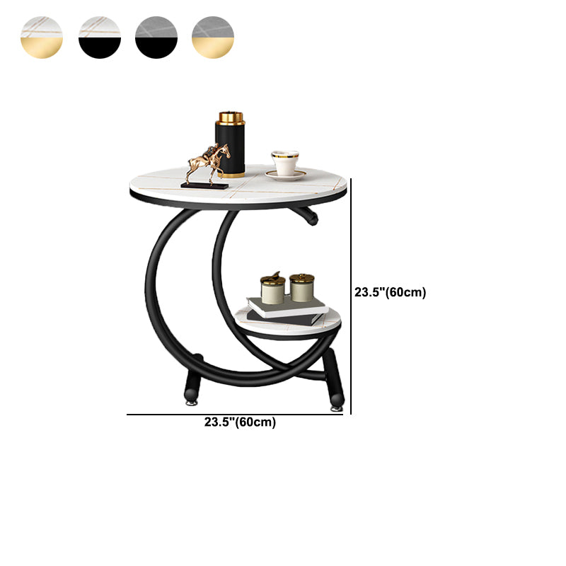 19.6"/23.6" Modern Slate Round End Table Metal C Side Table with Shelf