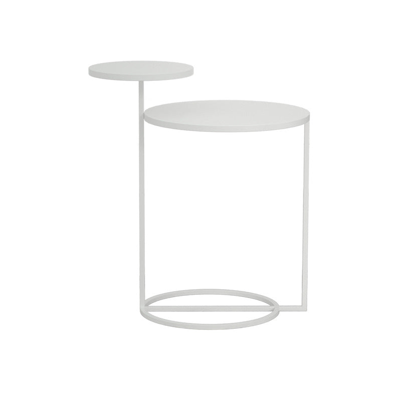 Mid-Century Modern Iron 2-Tier Side Table in Black and White